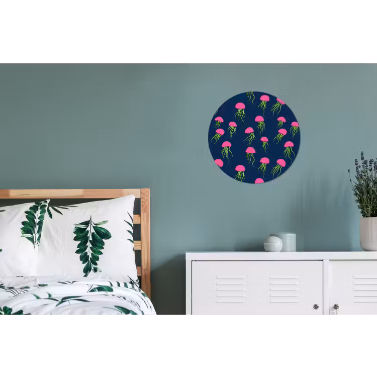 Kwallen - Diepzee - Neon Wandcirkel aluminium klein 190 -slaapkamer