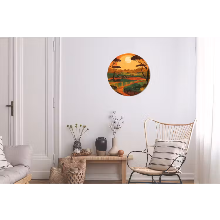Landschap - Afrikaans - Zon Wandcirkel aluminium klein -woonkamer