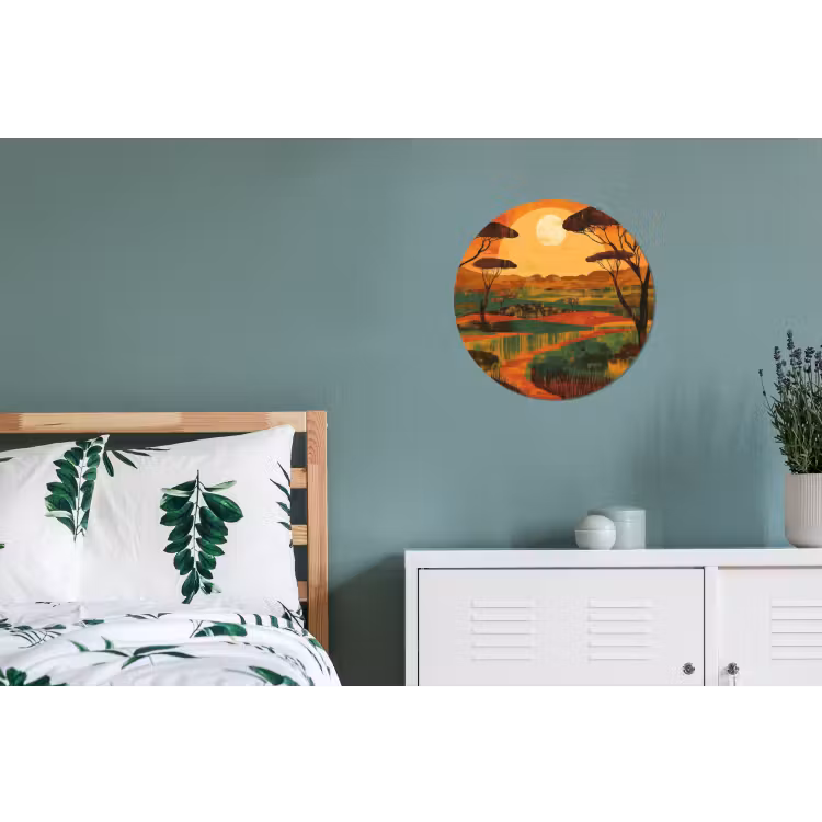 Landschap - Afrikaans - Zon Wandcirkel aluminium klein -slaapkamer