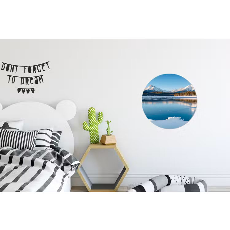 Landschap - Winter - Meer - Bergen - Uitzicht - IJs Wandcirkel aluminium klein -kinderkamer