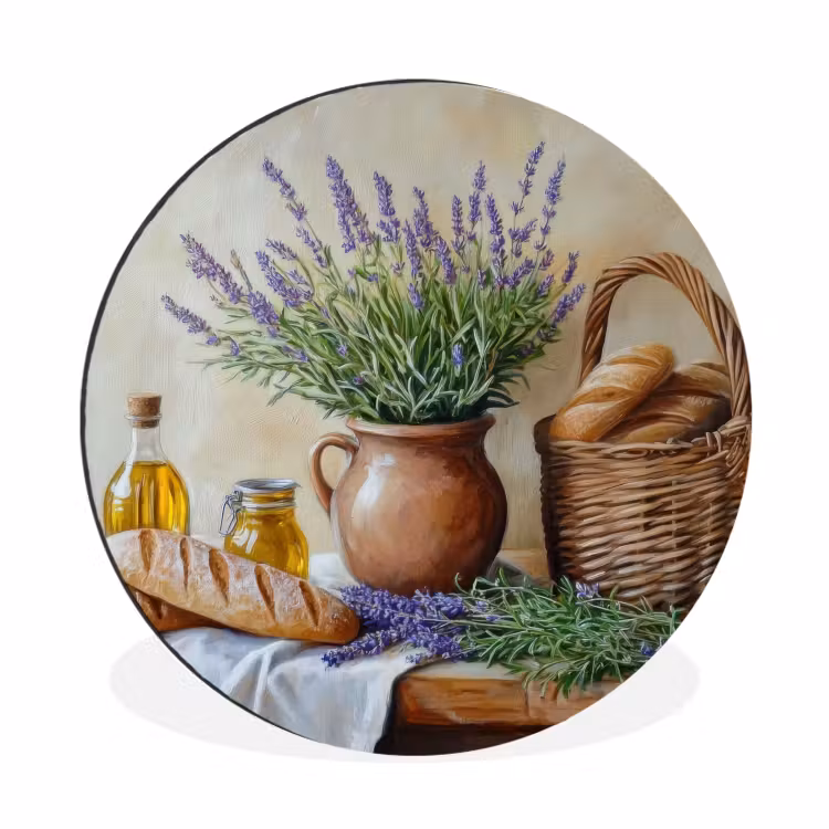 Lavendel - Brood - Stilleven Wandcirkel aluminium klein -3d