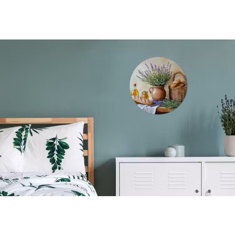 Lavendel - Brood - Stilleven Wandcirkel aluminium klein -slaapkamer