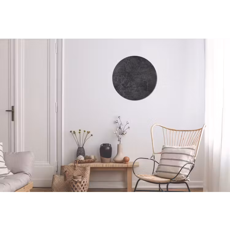 Leisteen - Beton - Natuursteen - Grijs Wandcirkel aluminium klein -woonkamer