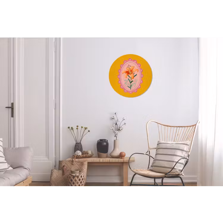 Lelie - Oranje - Lijst - Ovaal Wandcirkel aluminium klein -woonkamer