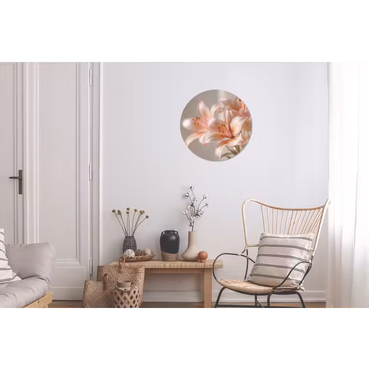 Lelies - Meeldraden - Roze - Wazig Wandcirkel aluminium klein -woonkamer