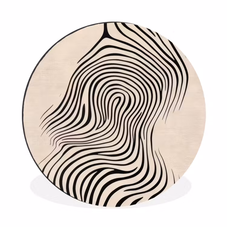 Lijnen - Abstract - Golvend - Zwart Wandcirkel aluminium klein -3d