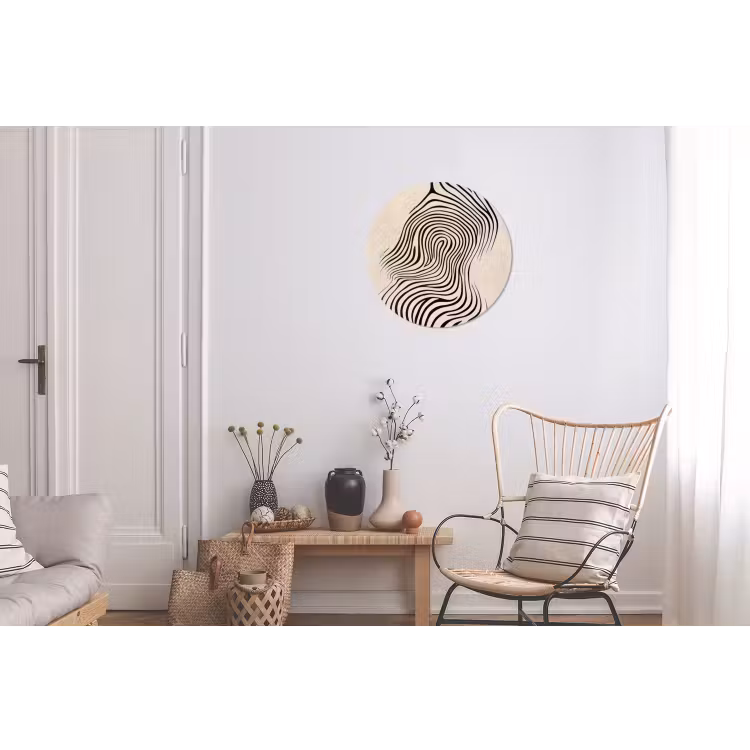 Lijnen - Abstract - Golvend - Zwart Wandcirkel aluminium klein -woonkamer