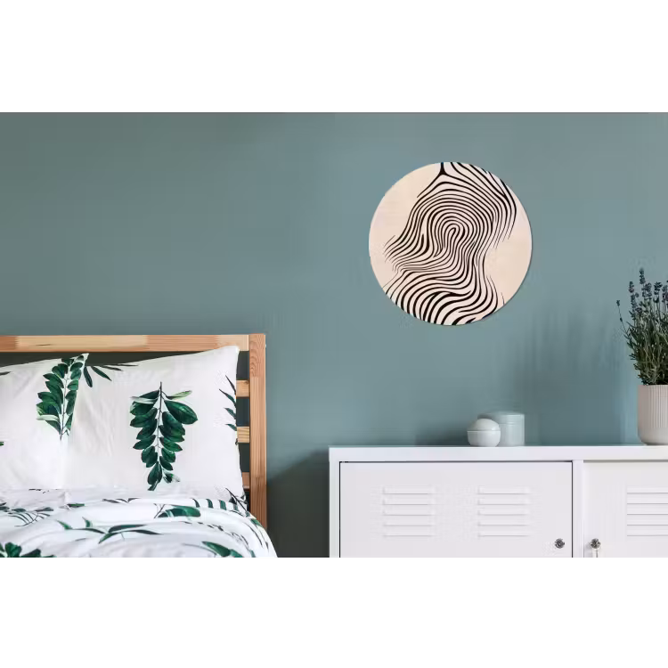 Lijnen - Abstract - Golvend - Zwart Wandcirkel aluminium klein -slaapkamer