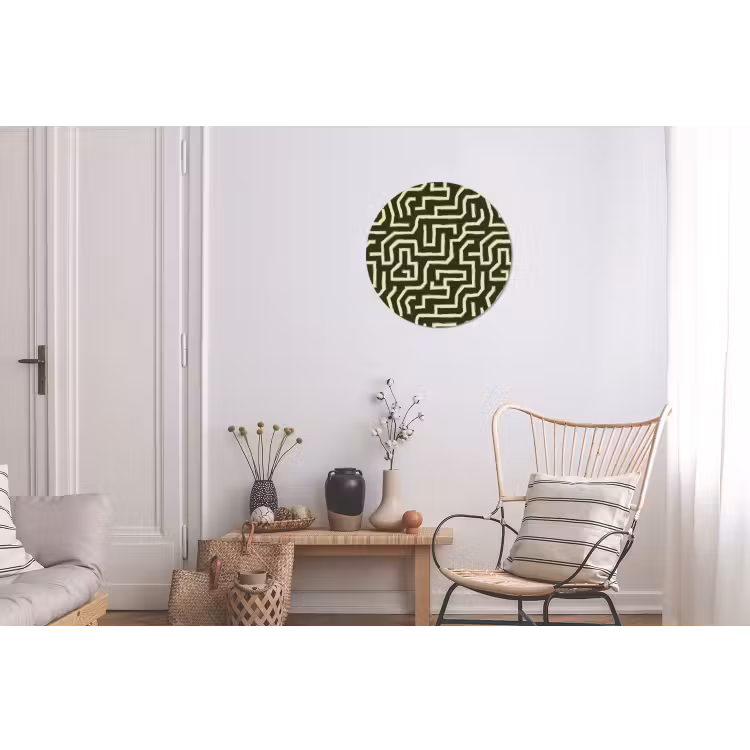 Lijnen - Abstract - Groen Wandcirkel aluminium klein 190 -woonkamer
