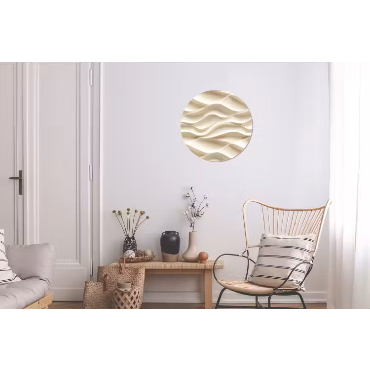 Lijnen - Golvend - Crème Wandcirkel aluminium klein 190 -woonkamer