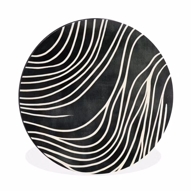 Lijnen - Patroon - Abstract - Wit Wandcirkel aluminium klein -3d
