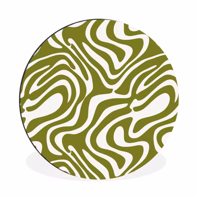 Lijnpatroon - Groen - Organisch Wandcirkel aluminium klein 190 -3d