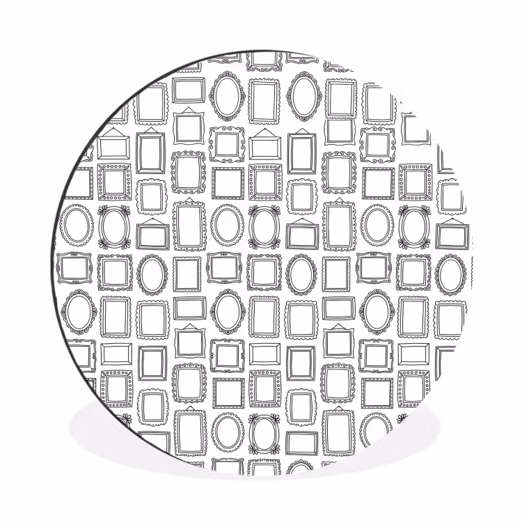 Lijsten - Patroon - Decoratie - Schets - Zwart-wit Wandcirkel aluminium klein -3d