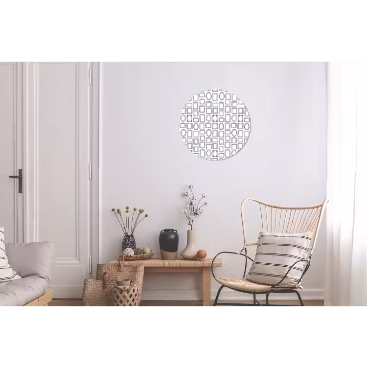 Lijsten - Patroon - Decoratie - Schets - Zwart-wit Wandcirkel aluminium klein -woonkamer