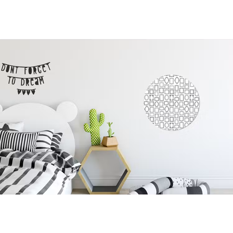 Lijsten - Patroon - Decoratie - Schets - Zwart-wit Wandcirkel aluminium klein -kinderkamer