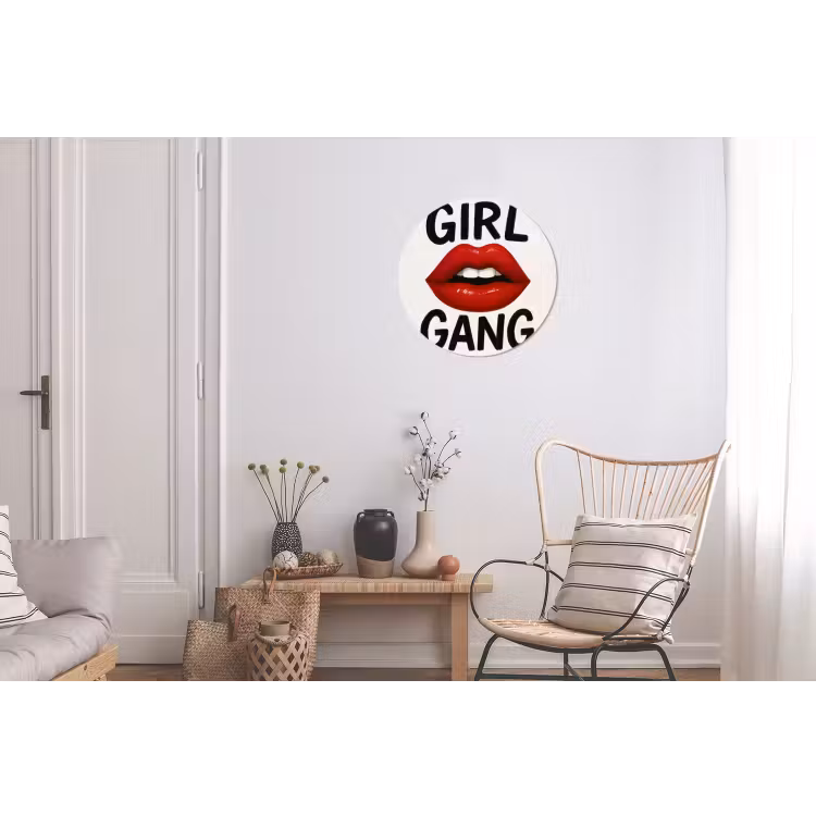 Lip - Girl - Rood - Letters Wandcirkel aluminium klein -woonkamer