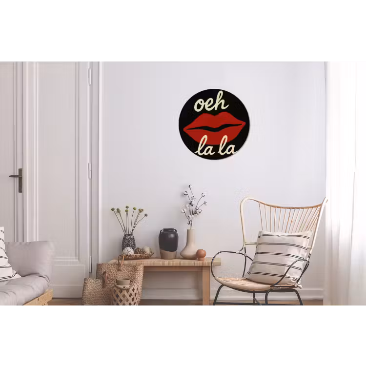 Lip - Rood - Quote Wandcirkel aluminium klein -woonkamer