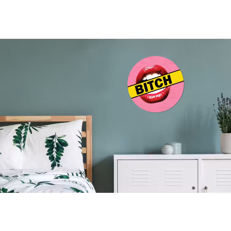Lippen - Tekst - Kleurrijk Wandcirkel aluminium klein -slaapkamer