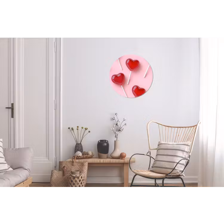 Lollies - Hartjes - Roze Wandcirkel aluminium klein -woonkamer