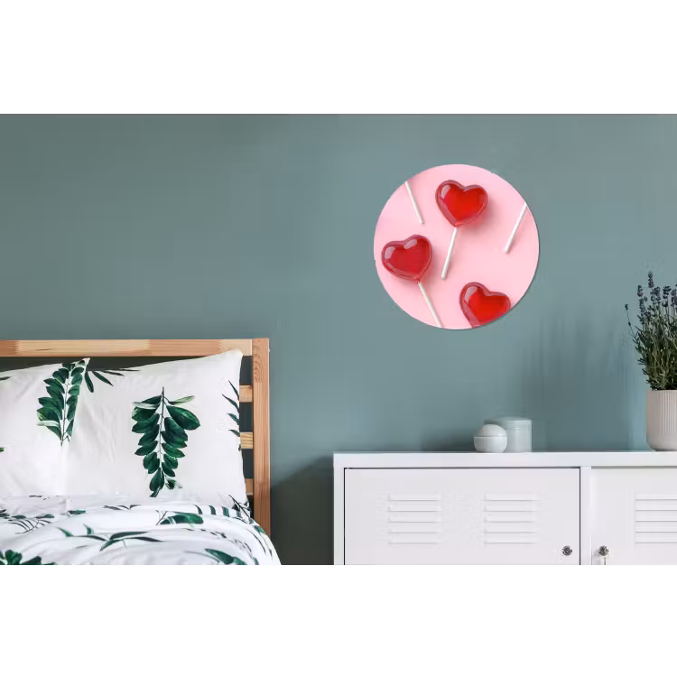 Lollies - Hartjes - Roze Wandcirkel aluminium klein -slaapkamer