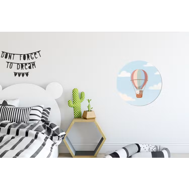 Luchtballon - Beren - Pastel Wandcirkel aluminium klein -kinderkamer