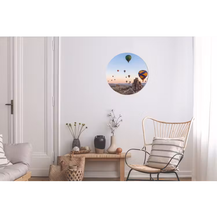 Luchtballonnen - Rotsen - Zonsopgang Wandcirkel aluminium klein -woonkamer