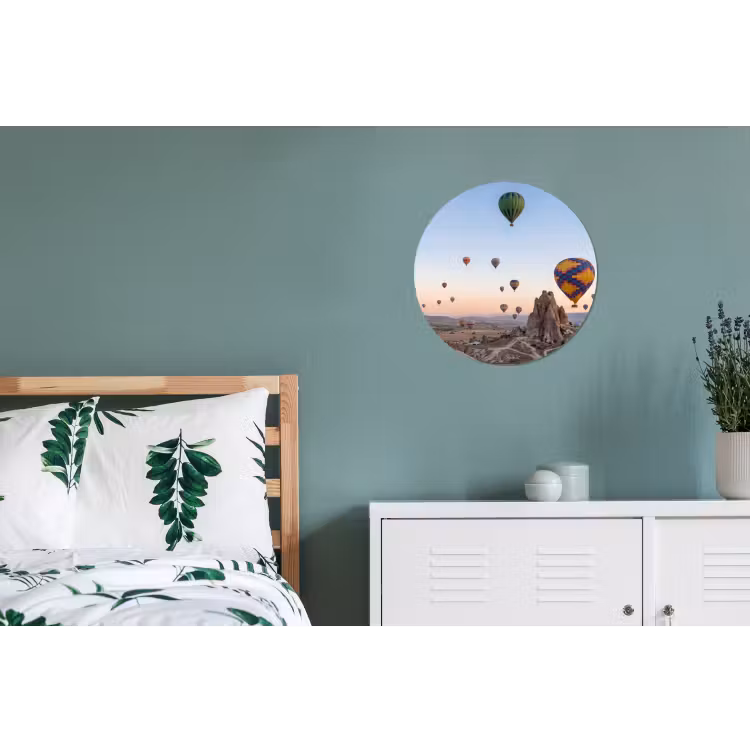 Luchtballonnen - Rotsen - Zonsopgang Wandcirkel aluminium klein -slaapkamer