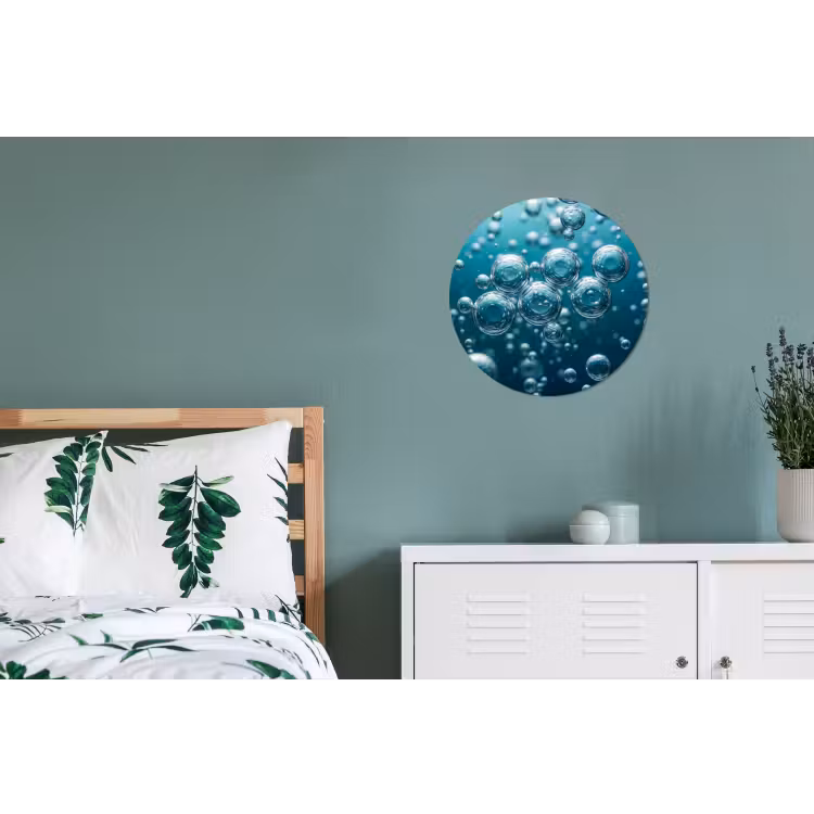 Luchtbellen - Dynamisch - Blauw Wandcirkel aluminium klein -slaapkamer