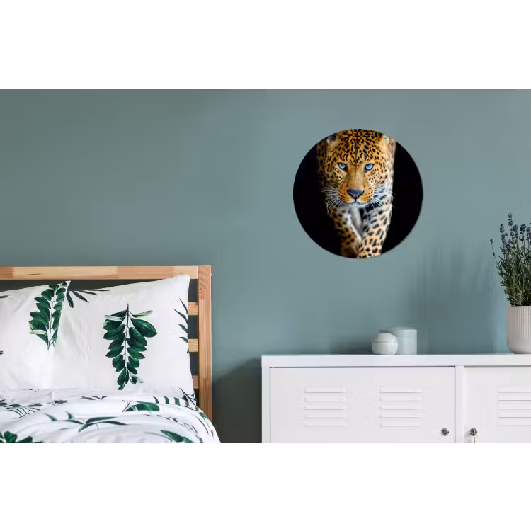 Luipaard - Dieren - Portret - Wilde dieren - Zwart Wandcirkel aluminium klein -slaapkamer
