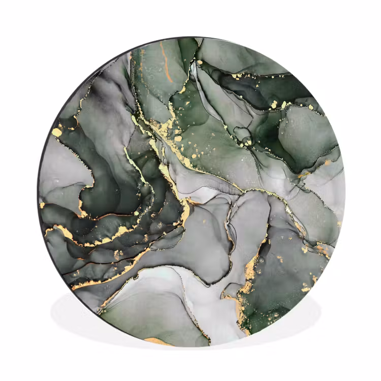 Luxe - Marmer - Groen Wandcirkel aluminium klein -3d