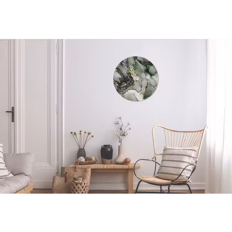 Luxe - Marmer - Groen Wandcirkel aluminium klein -woonkamer