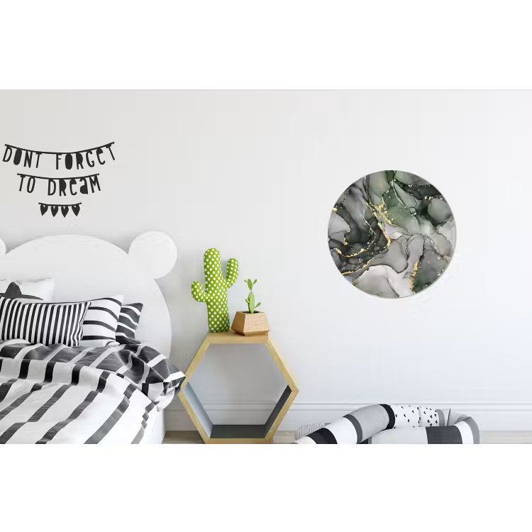 Luxe - Marmer - Groen Wandcirkel aluminium klein -kinderkamer