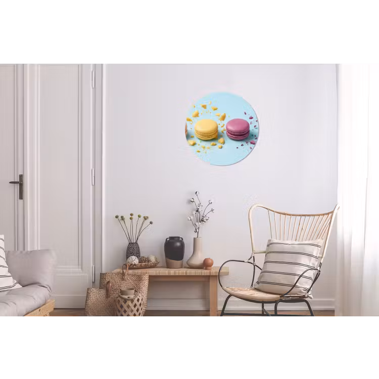 Macarons - Kleurrijk - Pastel Wandcirkel aluminium klein -woonkamer