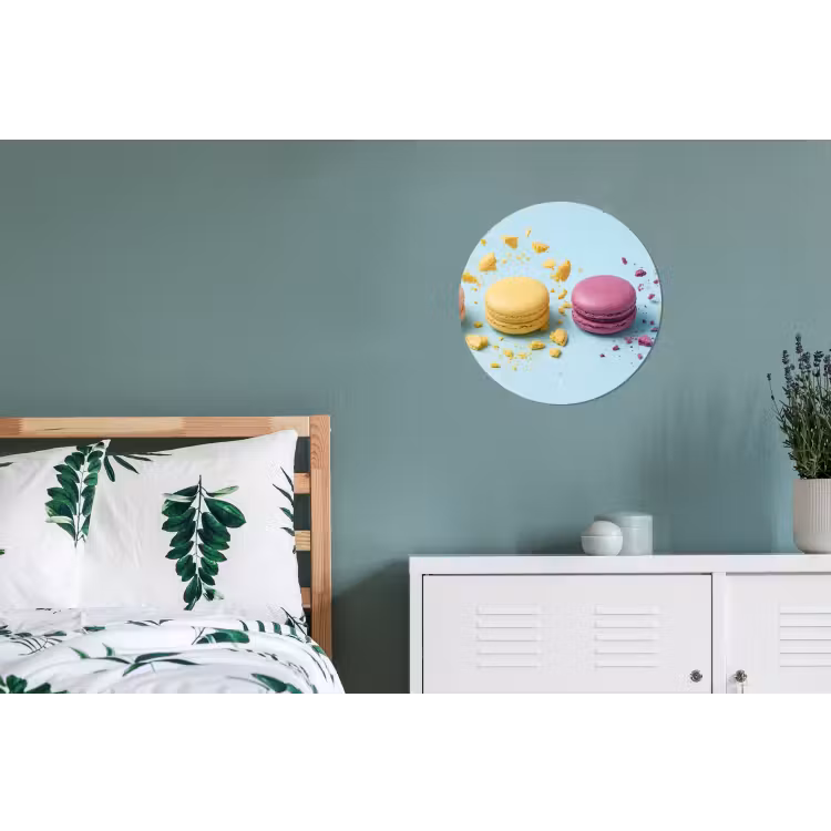 Macarons - Kleurrijk - Pastel Wandcirkel aluminium klein -slaapkamer