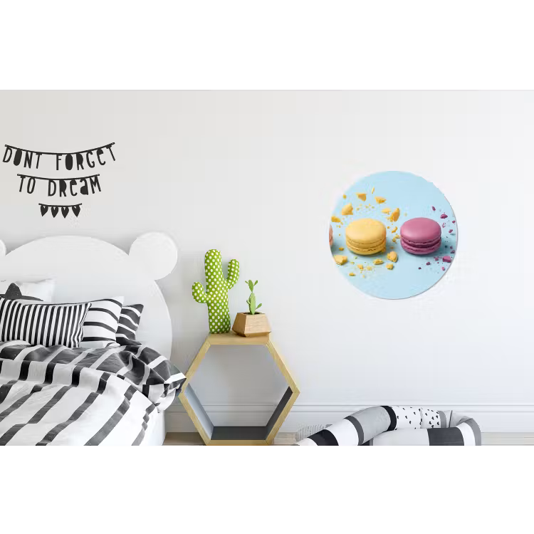 Macarons - Kleurrijk - Pastel Wandcirkel aluminium klein -kinderkamer