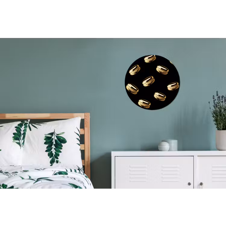 Macarons - Patroon - Goud - Zwart Wandcirkel aluminium klein -slaapkamer