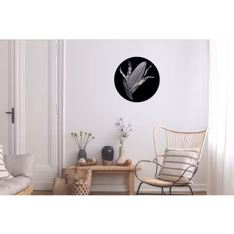 Maïskolf - Glanzend metaal - Elegant Wandcirkel aluminium klein -woonkamer
