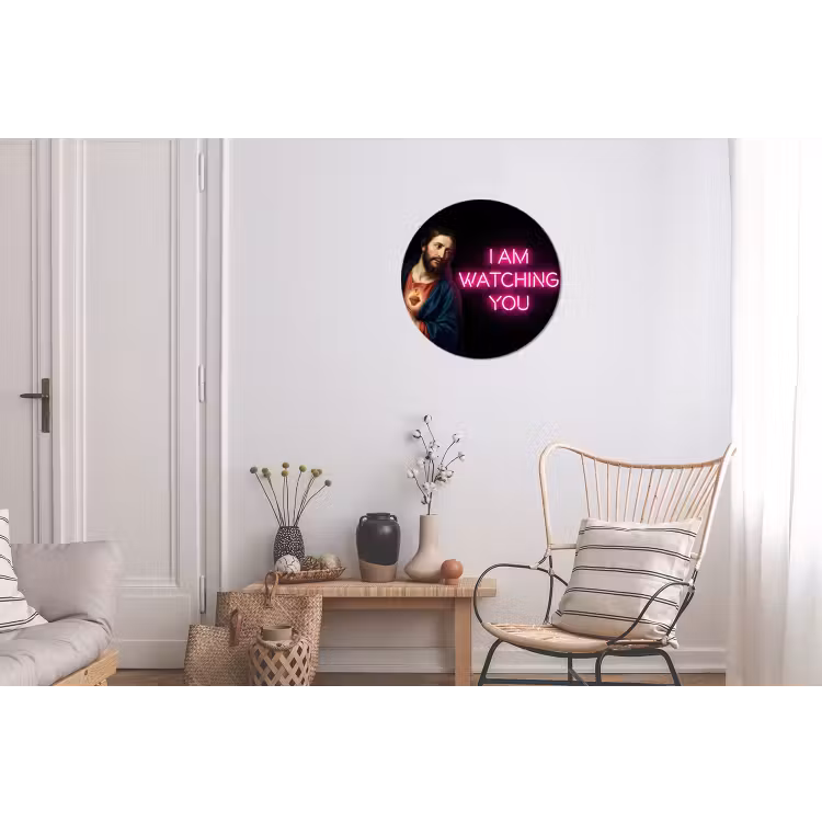 Man - Tekst - Neon Wandcirkel aluminium klein -woonkamer