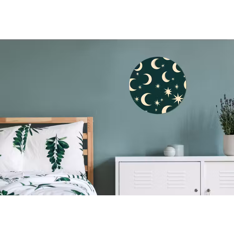 Manen - Sterren - Groen Wandcirkel aluminium klein 190 -slaapkamer