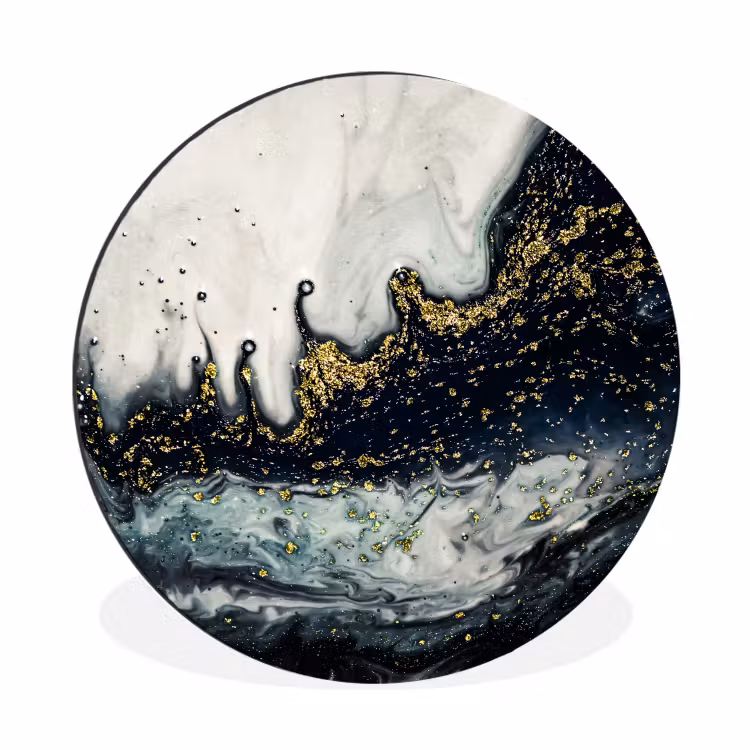 Marmer - Abstract - Goud - Luxe Wandcirkel aluminium klein -3d