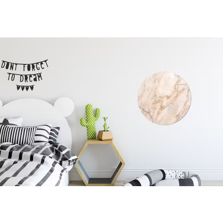 Marmer - Ader - Abstract - Wit - Goud Wandcirkel aluminium klein -kinderkamer