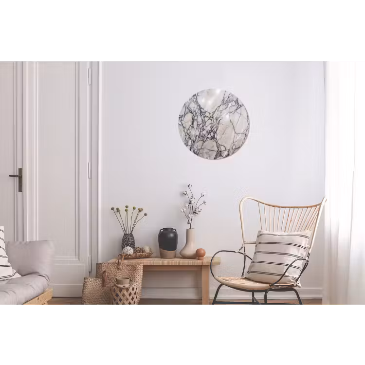 Marmer - Aderen - Patroon - Wit - Grijs Wandcirkel aluminium klein -woonkamer