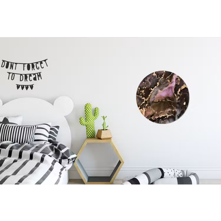 Marmer - Gold - Steen - Abstract Wandcirkel aluminium klein -kinderkamer