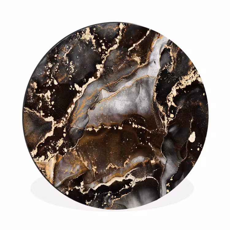 Marmer - Goud - Glitter - Luxe Wandcirkel aluminium klein -3d