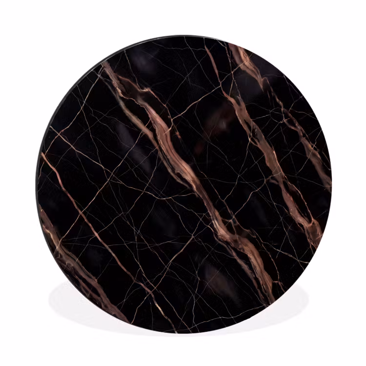 Marmer - Goud - Patroon - Luxe - Zwart Wandcirkel aluminium klein -3d