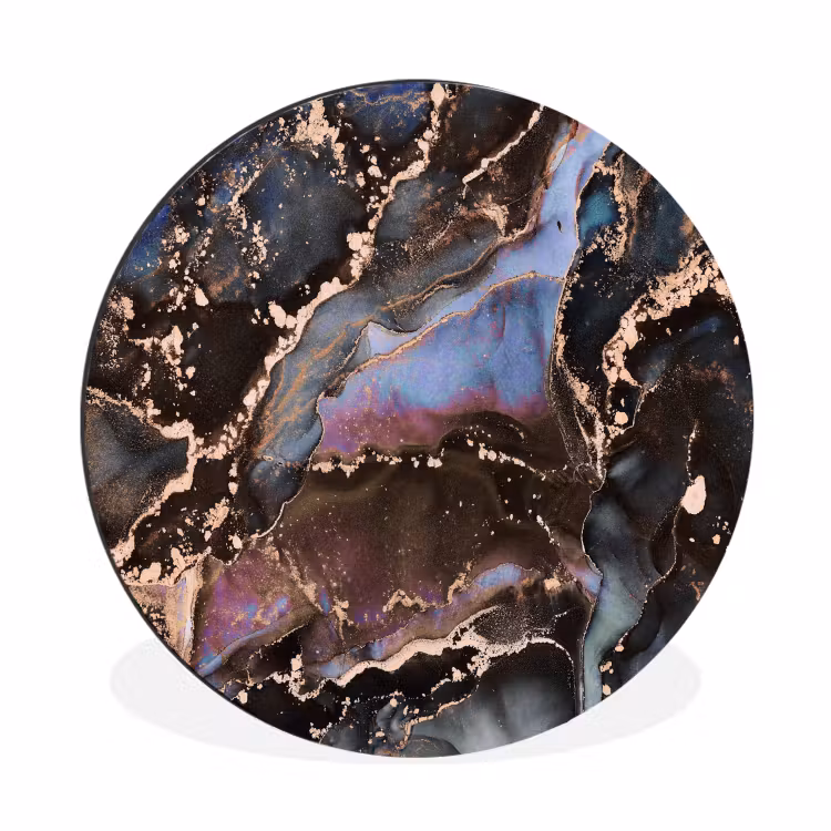 Marmer - Goud - Rosé Wandcirkel aluminium klein -3d