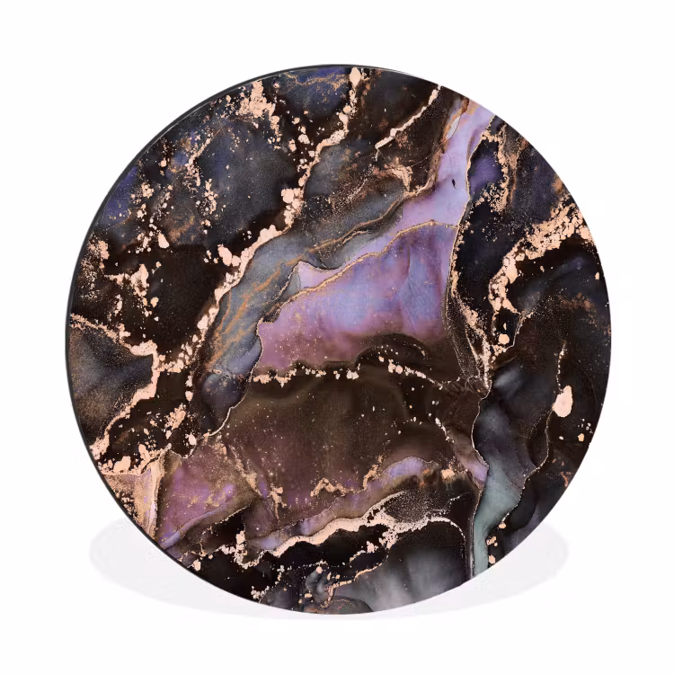 Marmer - Goud - Roze Wandcirkel aluminium klein -3d