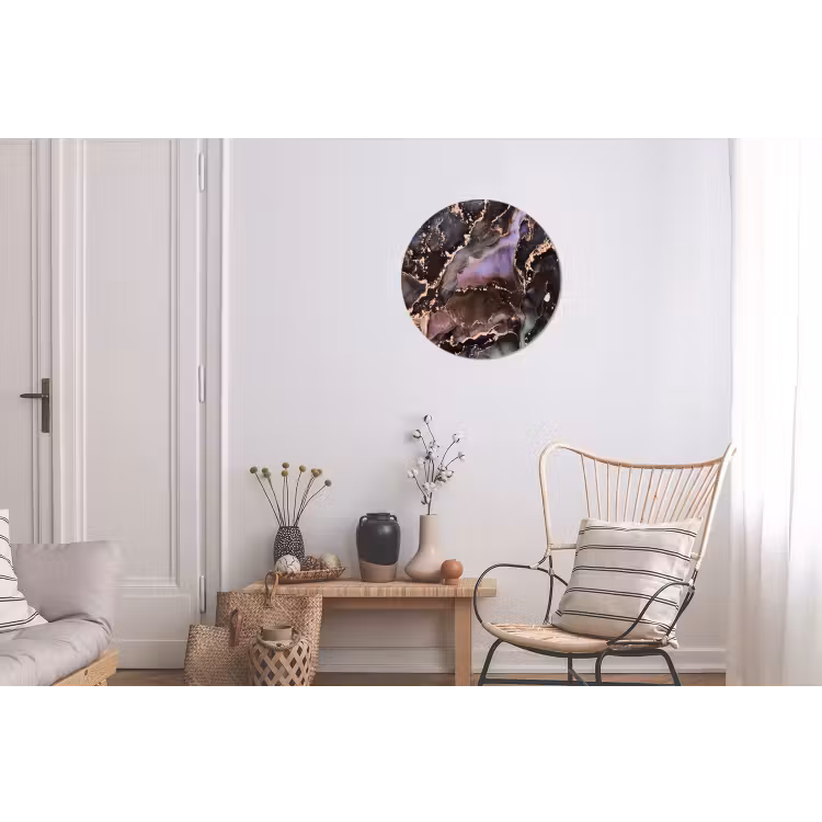Marmer - Goud - Roze Wandcirkel aluminium klein -woonkamer