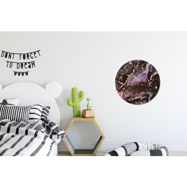 Marmer - Goud - Roze Wandcirkel aluminium klein -kinderkamer