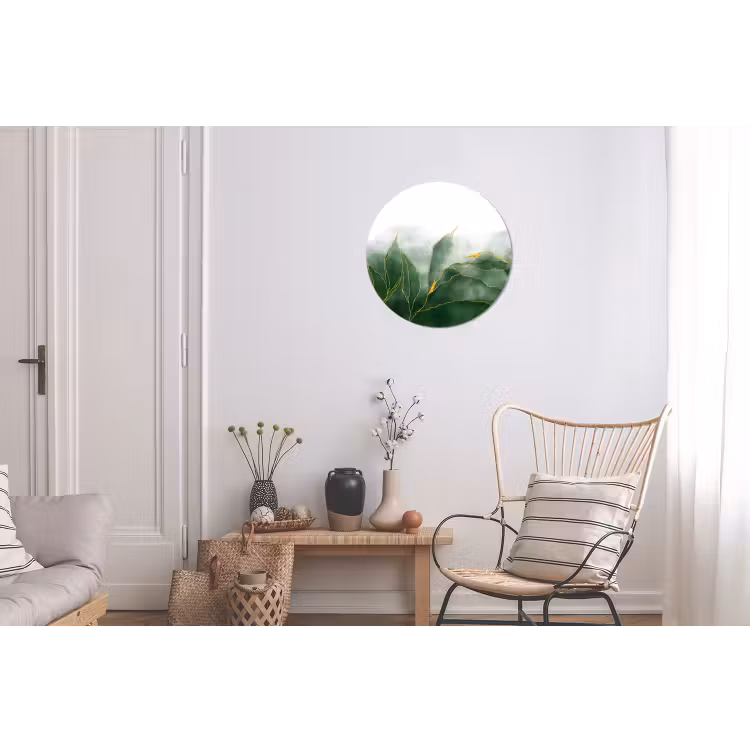 Marmer - Groen - Luxe - Goud - Marmerlook Wandcirkel aluminium klein -woonkamer